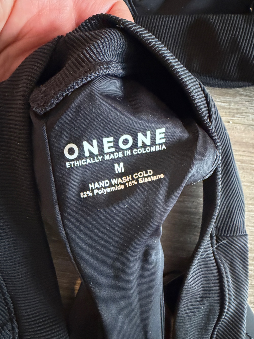 New Oneone Black Ribbed Bikini Set Lupita Top Large & Jesse Cheeky bottom Medium - Picture 7 of 10
